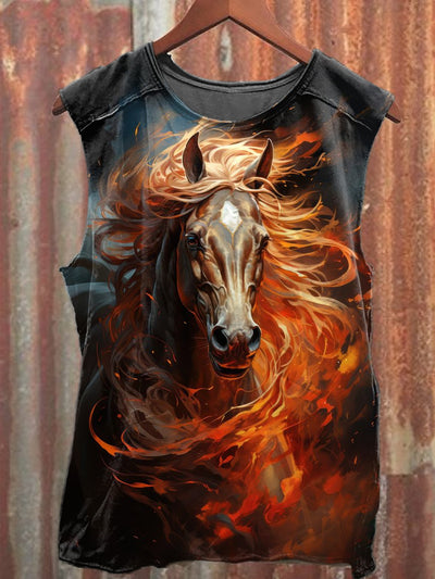 Unisex Animal Horse Art Illustration Print Casual Tank Top