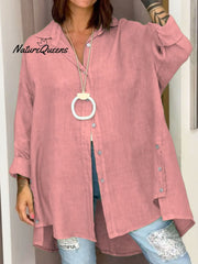 Women's Casual Cotton And Linen Shirt