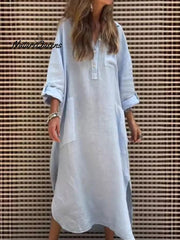 Women's  Simple Solid Color Casual Long-sleeved Dress