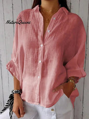 Women's  Cotton & Linen  Casual Tie-back  Shirt