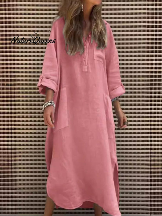 Women's  Simple Solid Color Casual Long-sleeved Dress