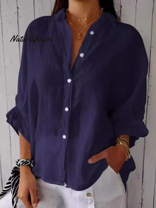 Women's  Cotton & Linen  Casual Tie-back  Shirt