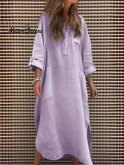 Women's  Simple Solid Color Casual Long-sleeved Dress