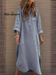 Women's  Simple Solid Color Casual Long-sleeved Dress