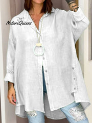 Women's Casual Cotton And Linen Shirt