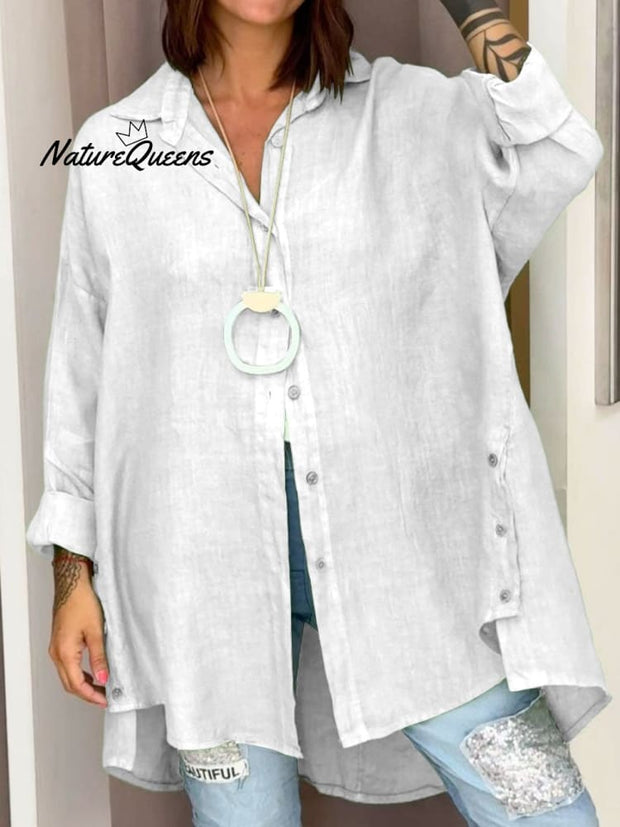 Women's Casual Cotton And Linen Shirt