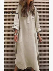 Women's  Simple Solid Color Casual Long-sleeved Dress