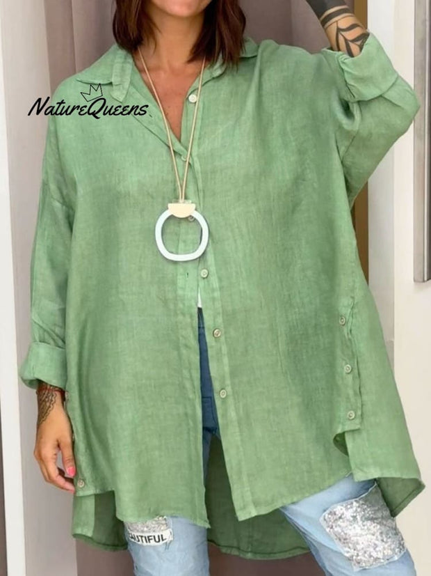 Women's Casual Cotton And Linen Shirt