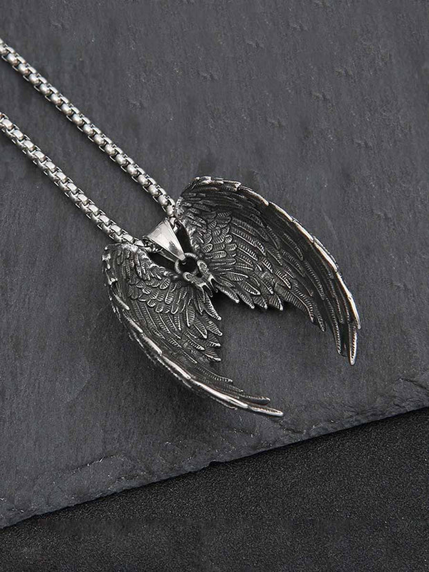 Sexy Vintage Angel Wings Feather Titanium Steel Pendant Necklace