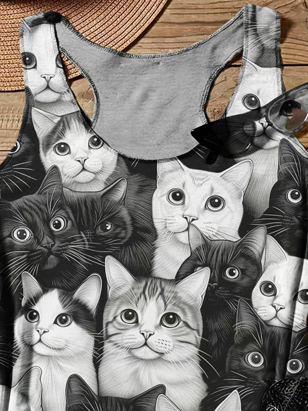 Funny Cat Art Design Print Tank Top