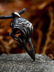 Stainless Steel Carved Crow Pendant